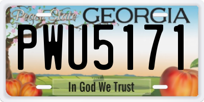 GA license plate PWU5171