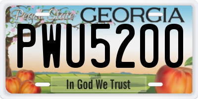 GA license plate PWU5200