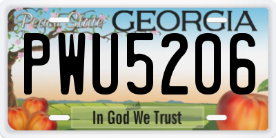 GA license plate PWU5206