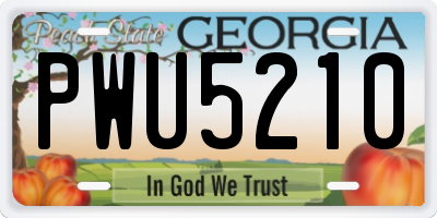 GA license plate PWU5210