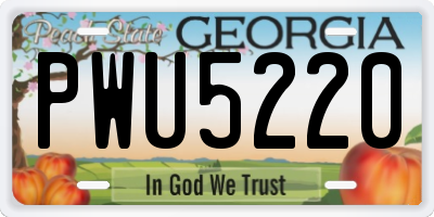 GA license plate PWU5220