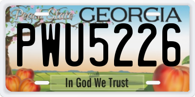 GA license plate PWU5226