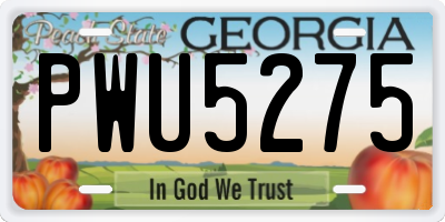 GA license plate PWU5275