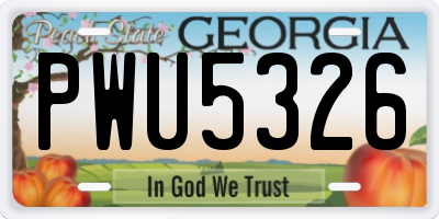 GA license plate PWU5326