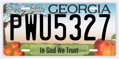 GA license plate PWU5327