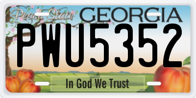 GA license plate PWU5352