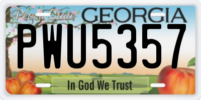 GA license plate PWU5357
