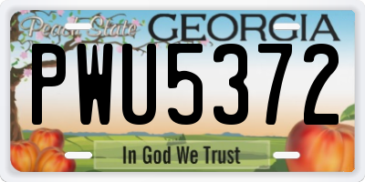 GA license plate PWU5372