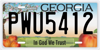 GA license plate PWU5412