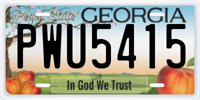 GA license plate PWU5415