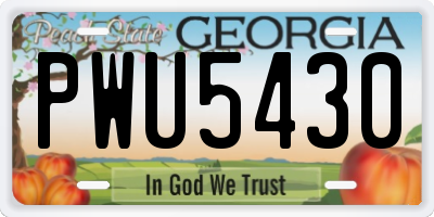 GA license plate PWU5430