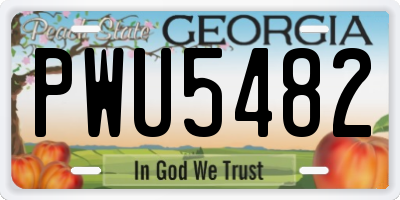 GA license plate PWU5482