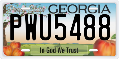 GA license plate PWU5488