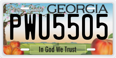 GA license plate PWU5505