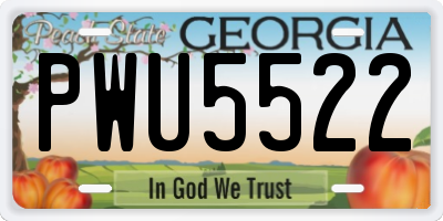 GA license plate PWU5522