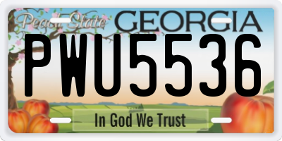 GA license plate PWU5536
