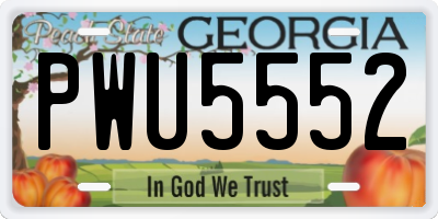 GA license plate PWU5552