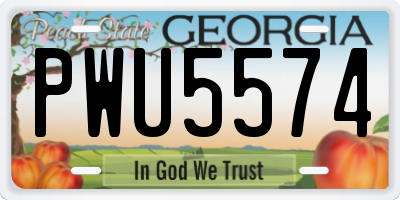 GA license plate PWU5574