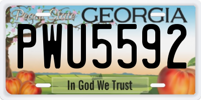 GA license plate PWU5592