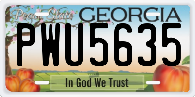 GA license plate PWU5635