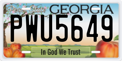 GA license plate PWU5649