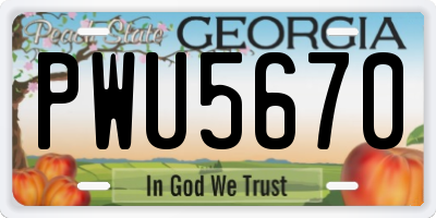 GA license plate PWU5670