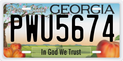 GA license plate PWU5674