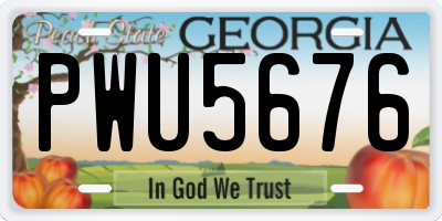 GA license plate PWU5676