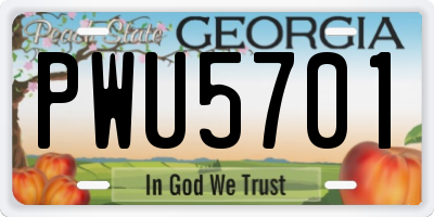 GA license plate PWU5701