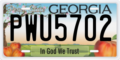 GA license plate PWU5702
