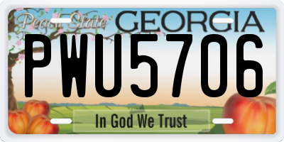 GA license plate PWU5706