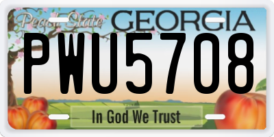 GA license plate PWU5708