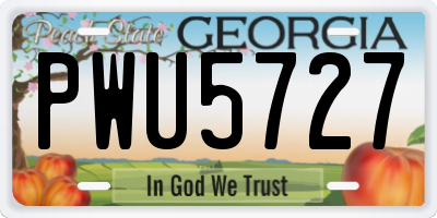 GA license plate PWU5727