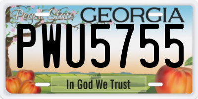 GA license plate PWU5755