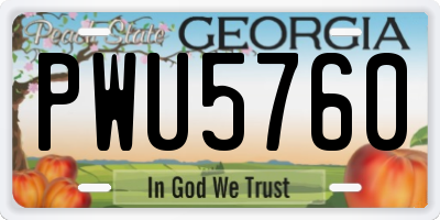 GA license plate PWU5760