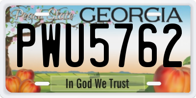 GA license plate PWU5762