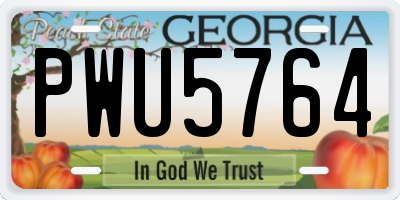 GA license plate PWU5764