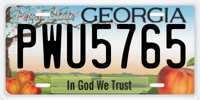 GA license plate PWU5765