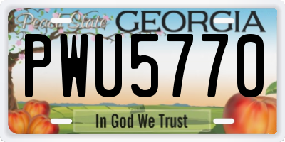 GA license plate PWU5770