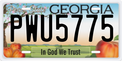 GA license plate PWU5775