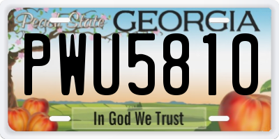 GA license plate PWU5810