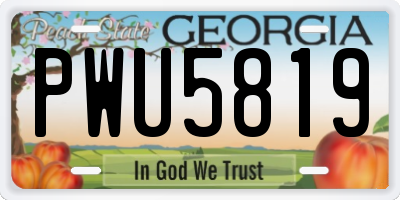 GA license plate PWU5819