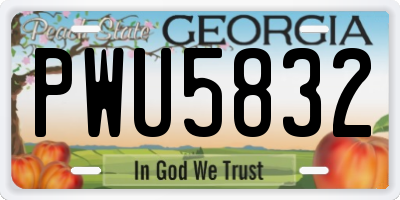 GA license plate PWU5832