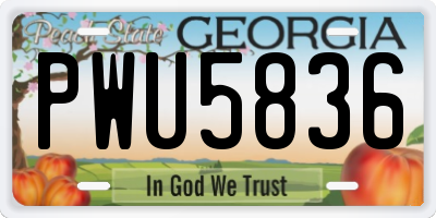 GA license plate PWU5836