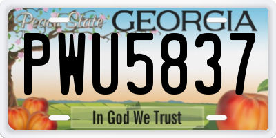 GA license plate PWU5837