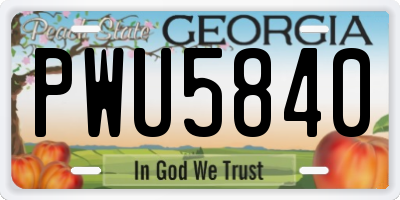 GA license plate PWU5840