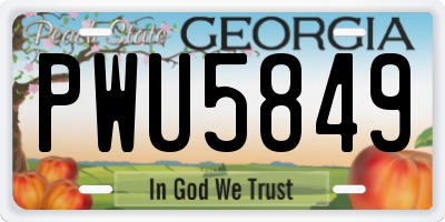 GA license plate PWU5849