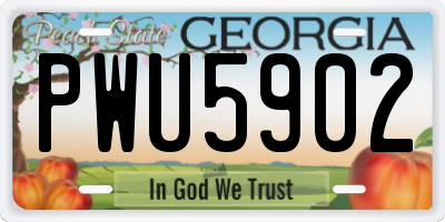 GA license plate PWU5902