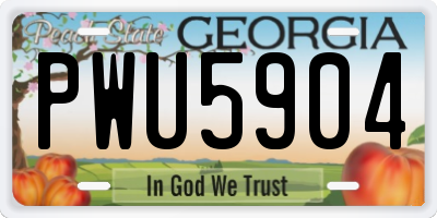 GA license plate PWU5904