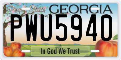 GA license plate PWU5940